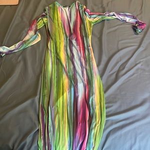 Plunge top fitted maxi dress